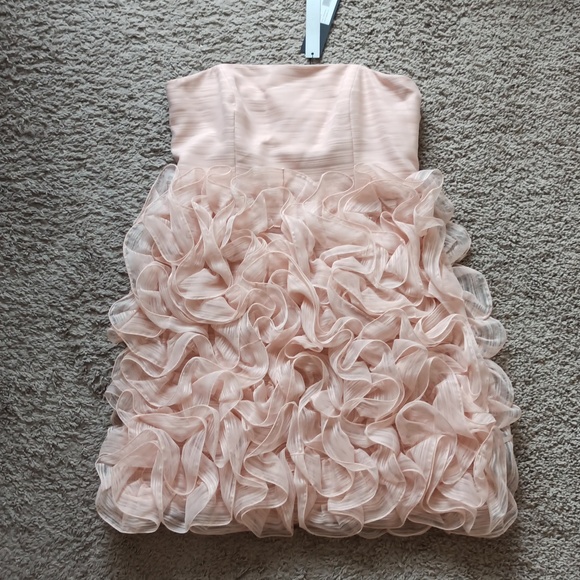 NWT Halston Heritage Strapless Ruffle Pink Mini Dress - Picture 2 of 14